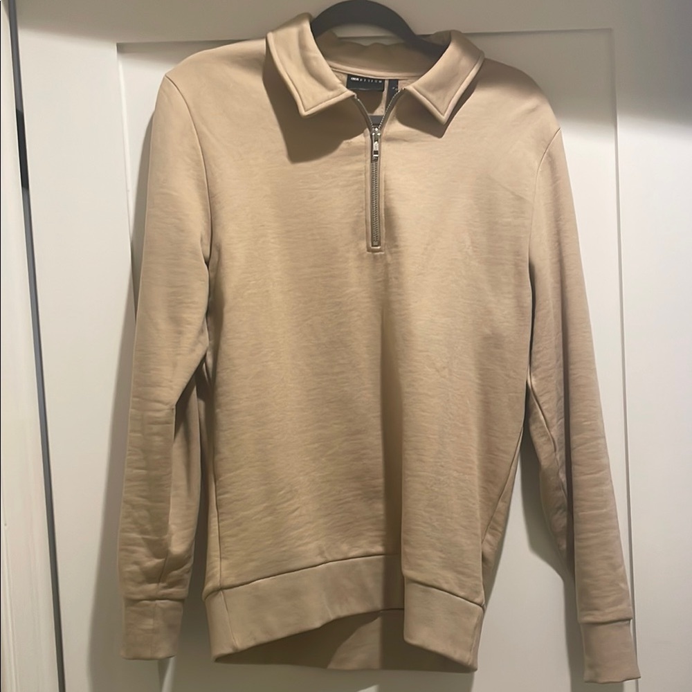 Men's Beige Half-Zip Sweater